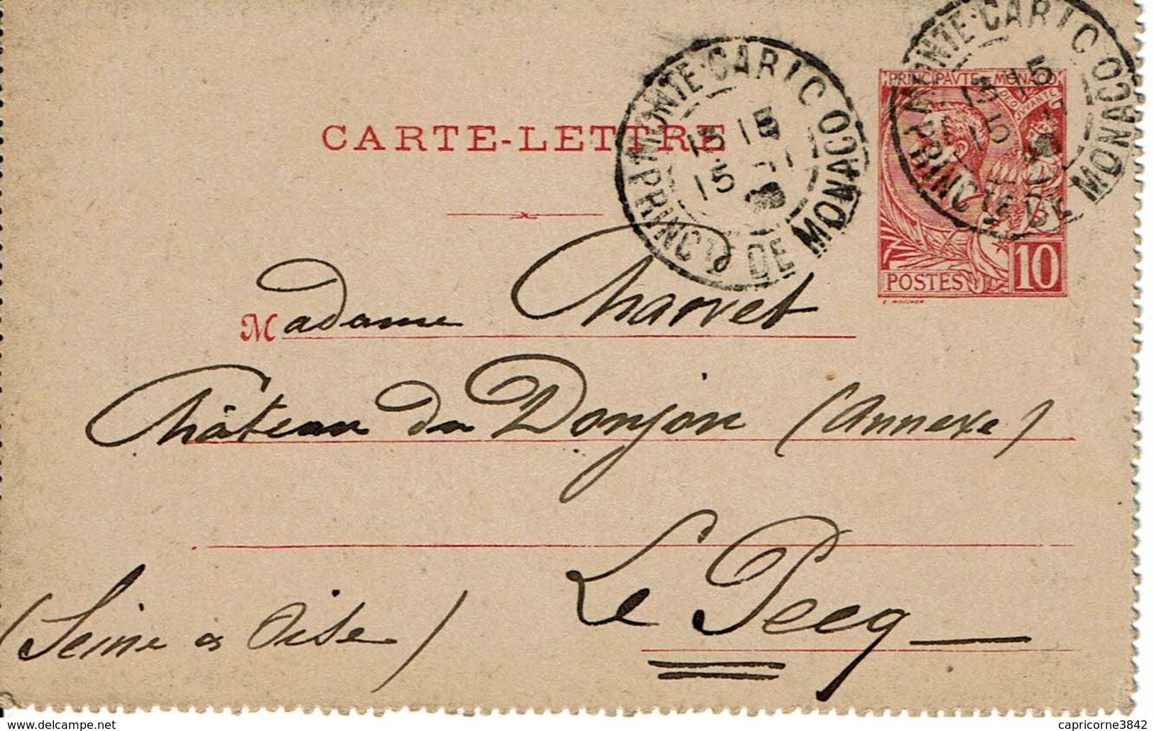 1906 - Carte Lettre Tp Albert 1er - 10ct Carmin Sur Gris - Obl MONTE CARLO - Entiers Postaux