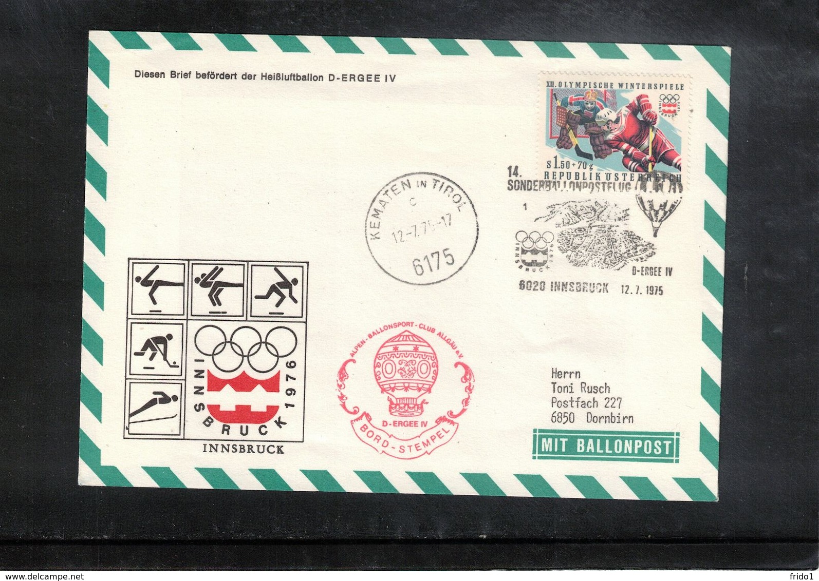 Austria / Oesterreich 1975 Olympic Games Innsbruck Ballonpost Interesting Cover - Winter 1976: Innsbruck