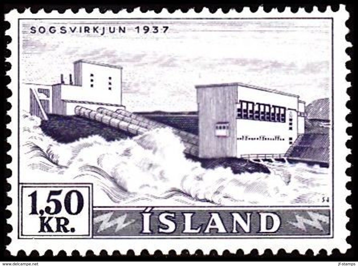 1956. Electric Power Plants And Waterfalls Og Vandfald. 1,50 Kr. (Michel 306) - JF363600 - Unused Stamps