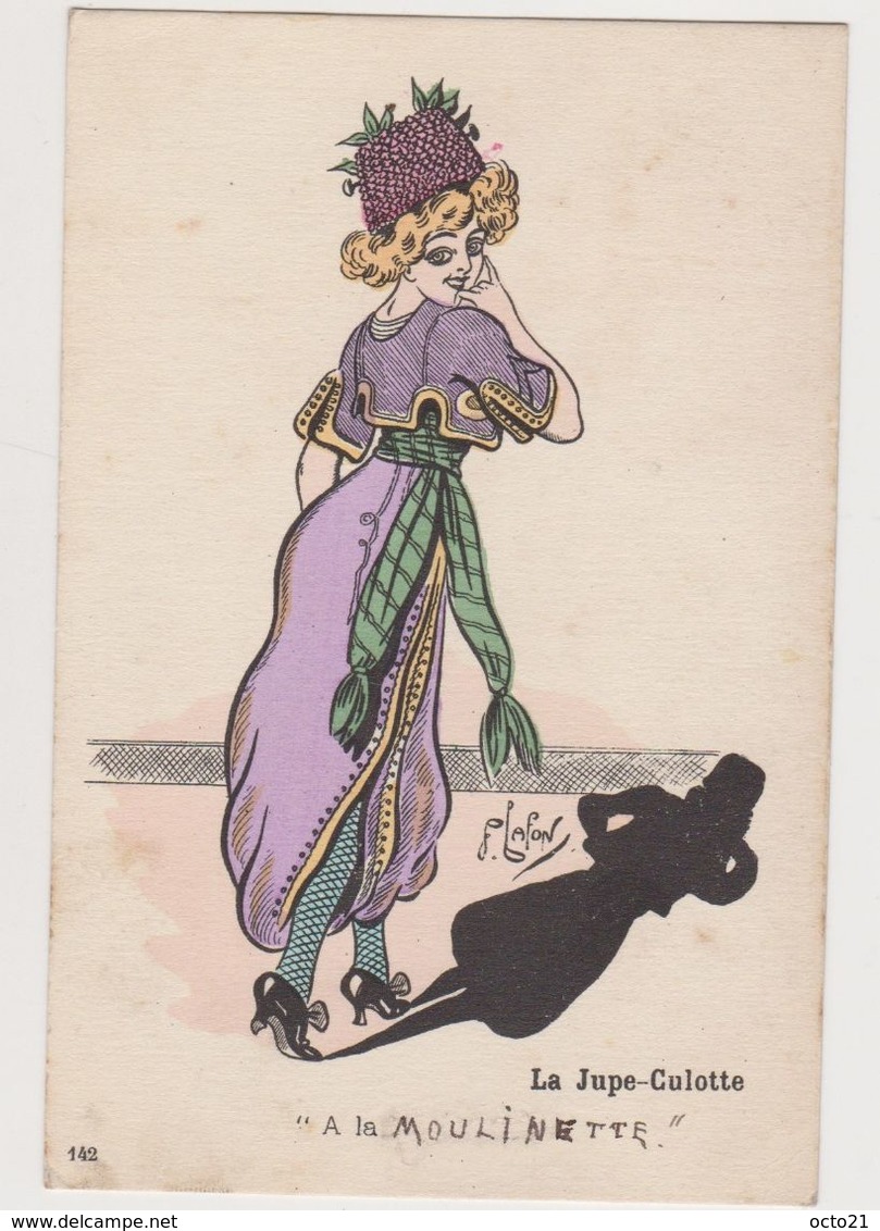 Carte Fantaisie Signée F.Lafon  / Mode . La Jupe-culotte "A La Moulinette" - Otros & Sin Clasificación