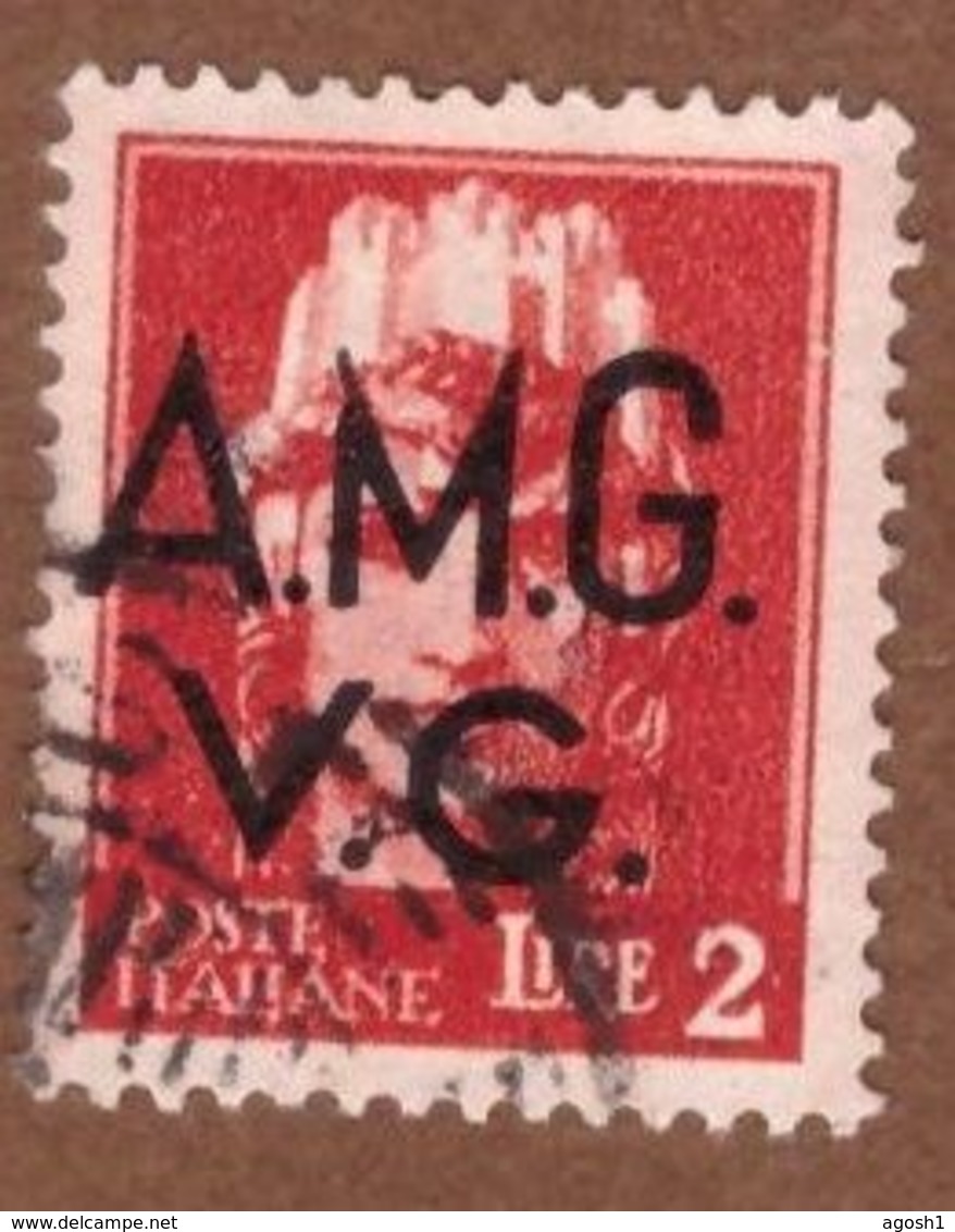 AMGVG024 AMG-VG 1945-47 SERIE IMPERIALE SOPRASTAMPATA LIRE 2 SASSONE NR 9 USATO - Oblitérés