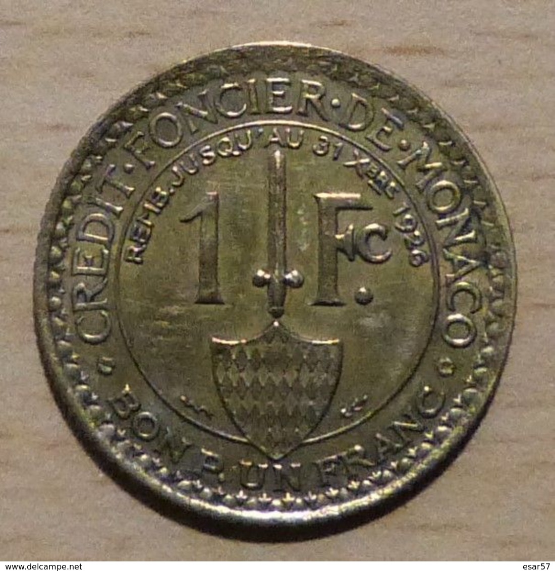 MONACO 1 Franc 1924 De Qualité - 1922-1949 Louis II.