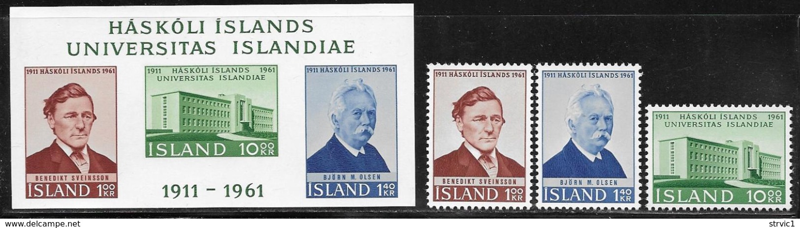 Iceland Scott # 342-4a MNH University Of Iceland Anniv, 1961 - Unused Stamps