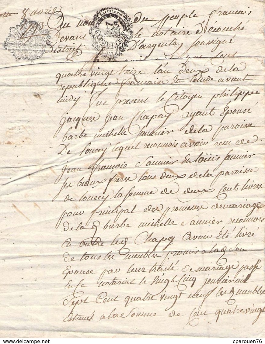 2 Cachet Généralité Alençon Minute Papier Manuscrit Ancien 1793 ? Sols ? Deniers - Cachets Généralité