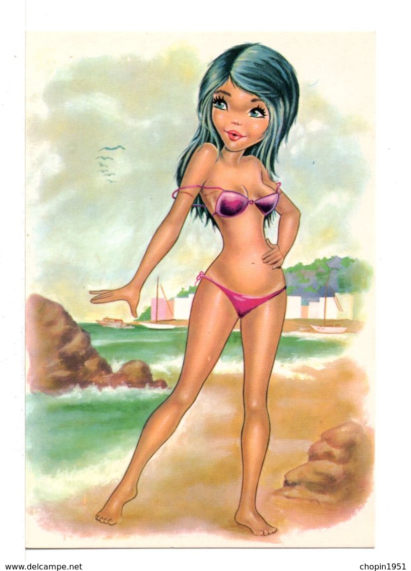 CPM ILLUSTRÉE - JEUNE FEMME EN MAILLOT DE BAIN - Contemporary (from 1950)