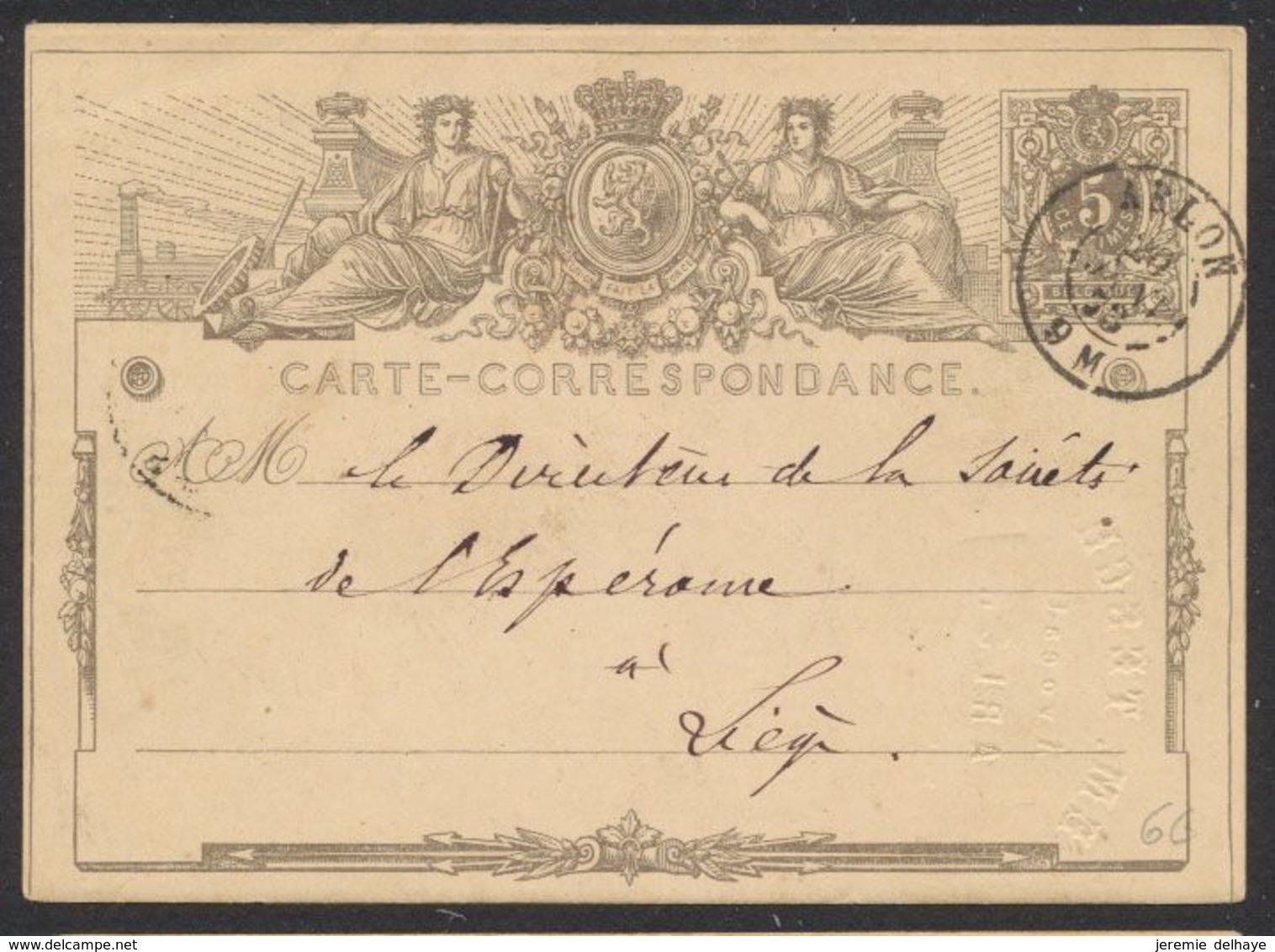 EP Au Type 5ctm Gris "carte-correspondance" Obl Double Cercle "Arlon" (1873) > Liège. - Postcards 1871-1909