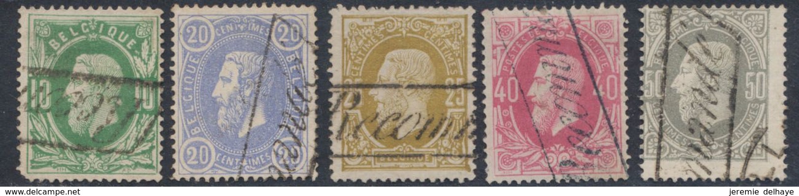 émission 1869 - Petit Lot : N°30, 31, 32, 34 Et 35 Annulé Par La Griffe "RECOMMANDE". Bel Ensemble ! TB - 1869-1883 Leopold II