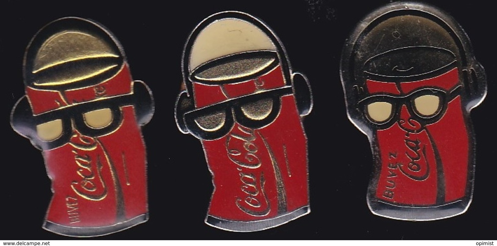 65851-Lot De 3 Pin's.Coca-Cola.Boisson.Canette. - Coca-Cola