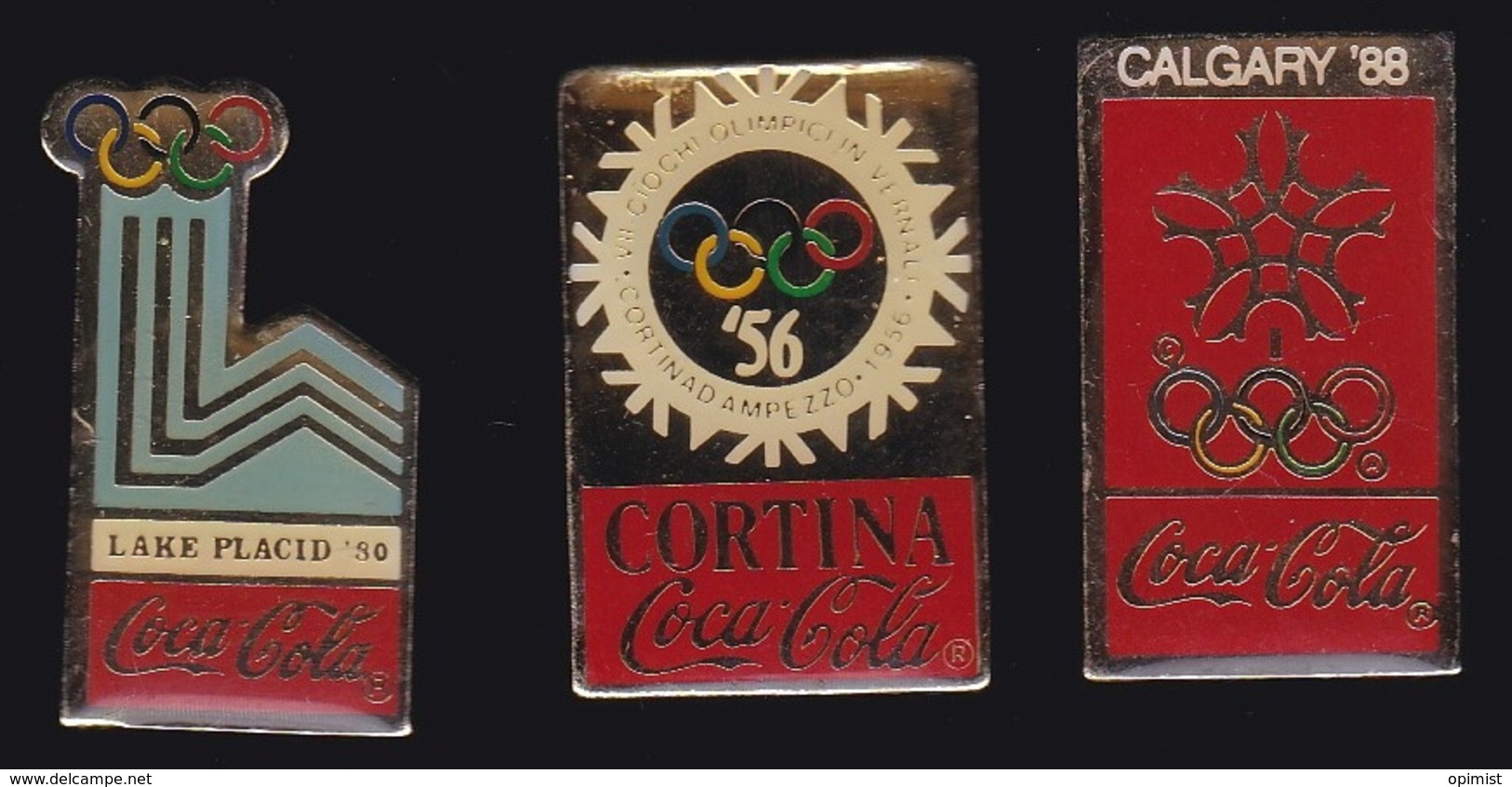 65856-Lot De 3 Pin's.Coca-Cola.Boisson.Jeux Olympiques.Ski. - Coca-Cola