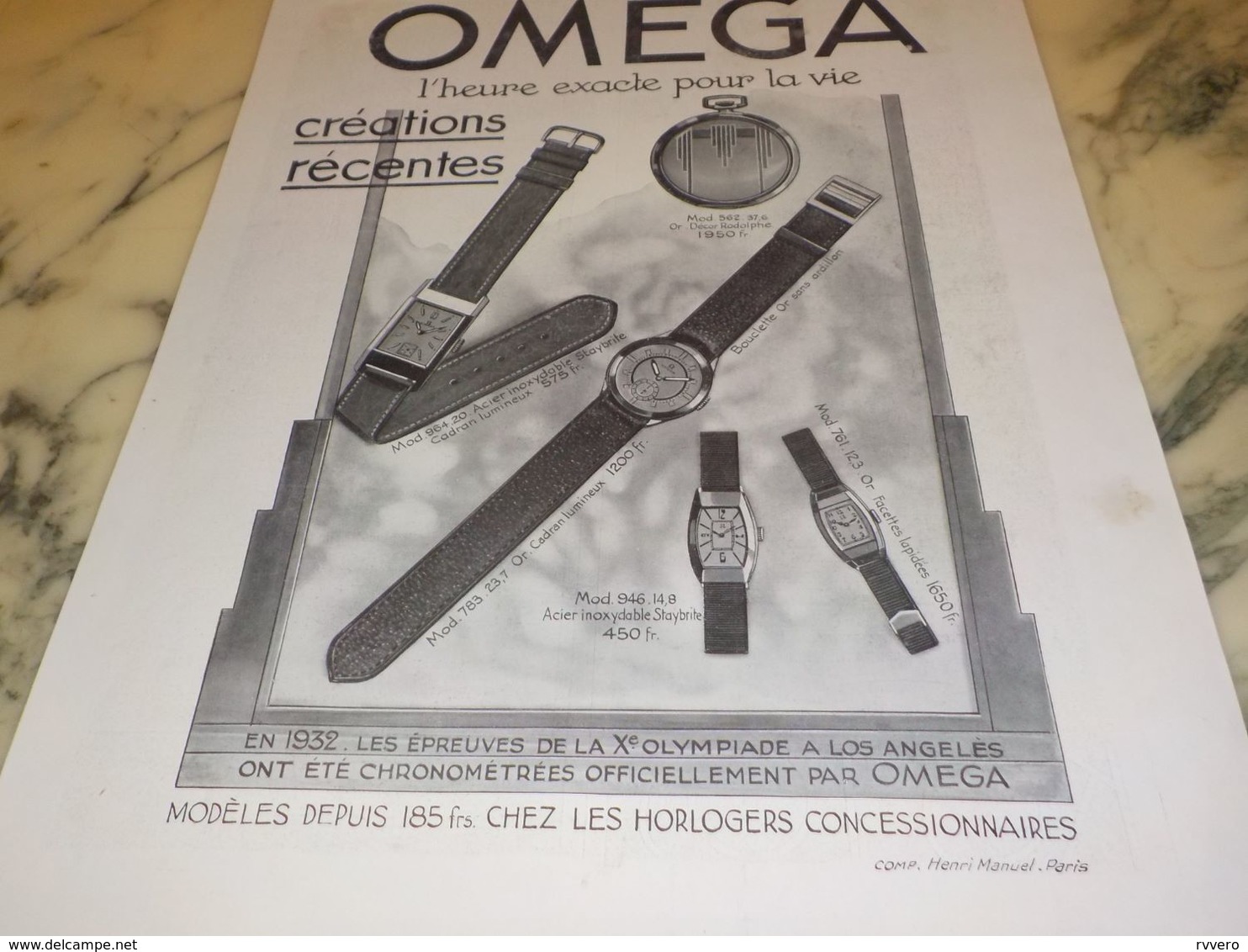 ANCIENNE PUBLICITE POUR LA VIE MONTRE OMEGA 1933 - Affiches