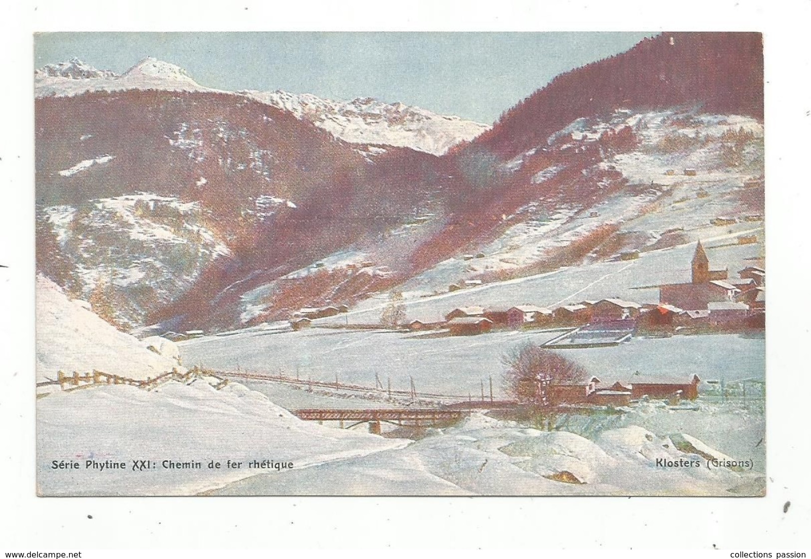 Cp, SUISSE , GR , Publicité : Série Phytine XXI , Chemin De Fer Rhétique ,KLOSTERS ,2 Scans ,  Vierge - Klosters