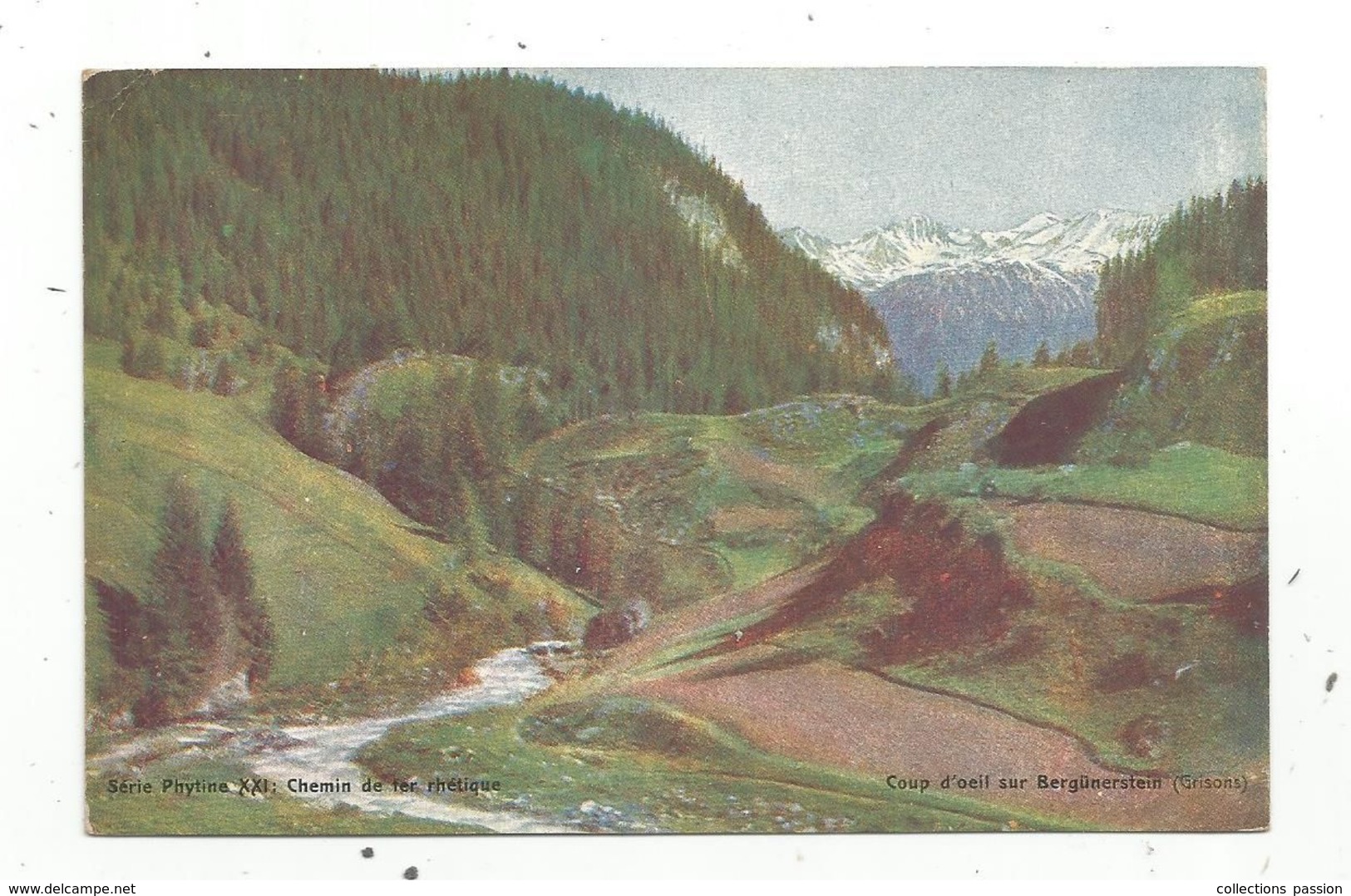 Cp, SUISSE , GR , Publicité : Série Phytine XXI ,chemin De Fer Rhétique ,coup D'oeil Sur BERGÜNERSTEN ,2 Scans ,  Vierge - Bergün/Bravuogn