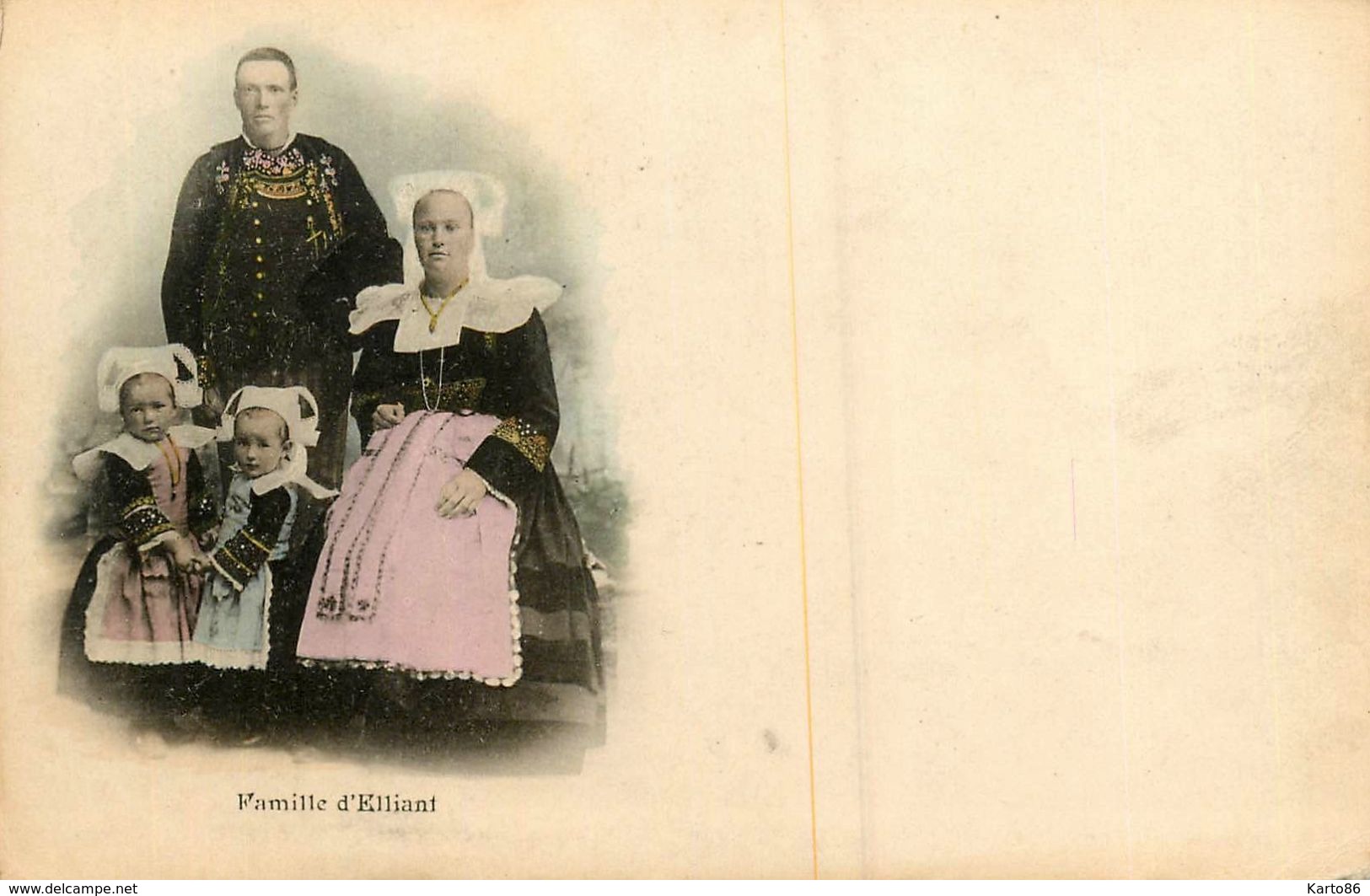 Elliant * Famille * Costume Coiffes Coiffe * Cpa Dos 1900 - Elliant