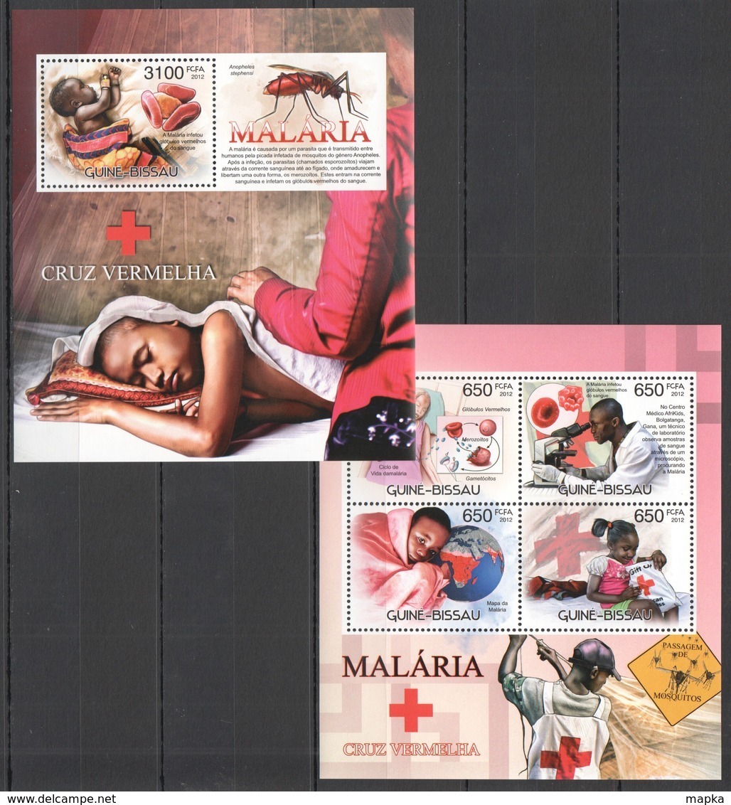 BC502 2012 GUINE GUINEA-BISSAU RED CROSS FIGHT AGAINST MALARIA CRUZ VERMELHA KB+BL MNH - Malattie