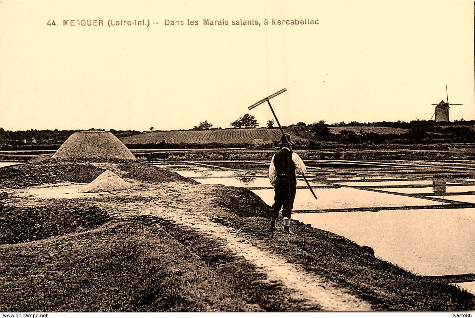 Mesquer Quimiac * Dans Les Marais Salants , à Kercabellec * Paludier Sel * Moulin à Vent Molen - Mesquer Quimiac