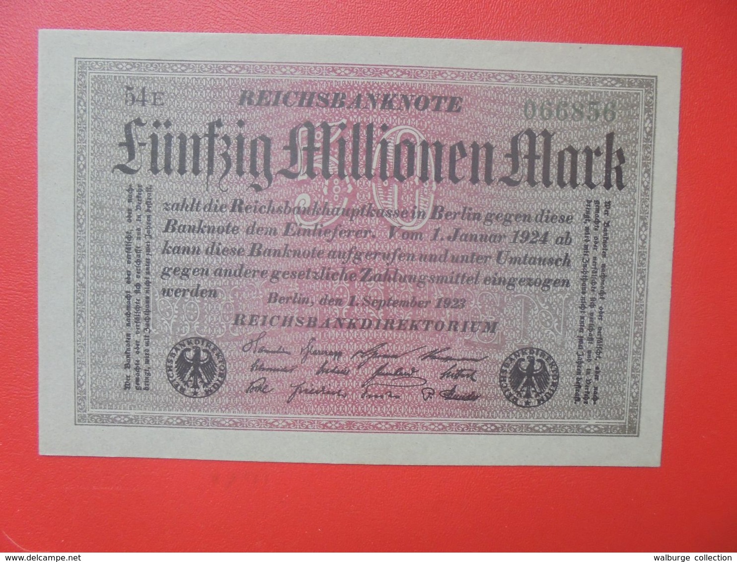 Reichsbanknote 50 MILLIONEN MARK 1923 VARIANTE PAPIER FONCE+6 CHIFFRES CIRCULER (B.16) - 50 Millionen Mark