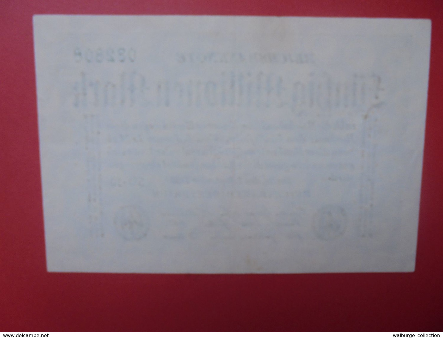 Reichsbanknote 50 MILLIONEN MARK 1923 VARIANTE PAPIER CLAIR SANS (N°)+6 CHIFFRES CIRCULER (B.16) - 50 Mio. Mark