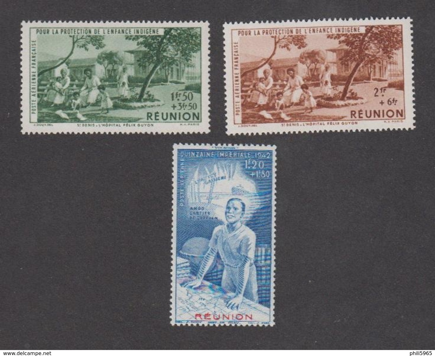 Colonies Françaises -Timbres Neufs ** Réunion - PA N°7 à 9 - Ungebraucht