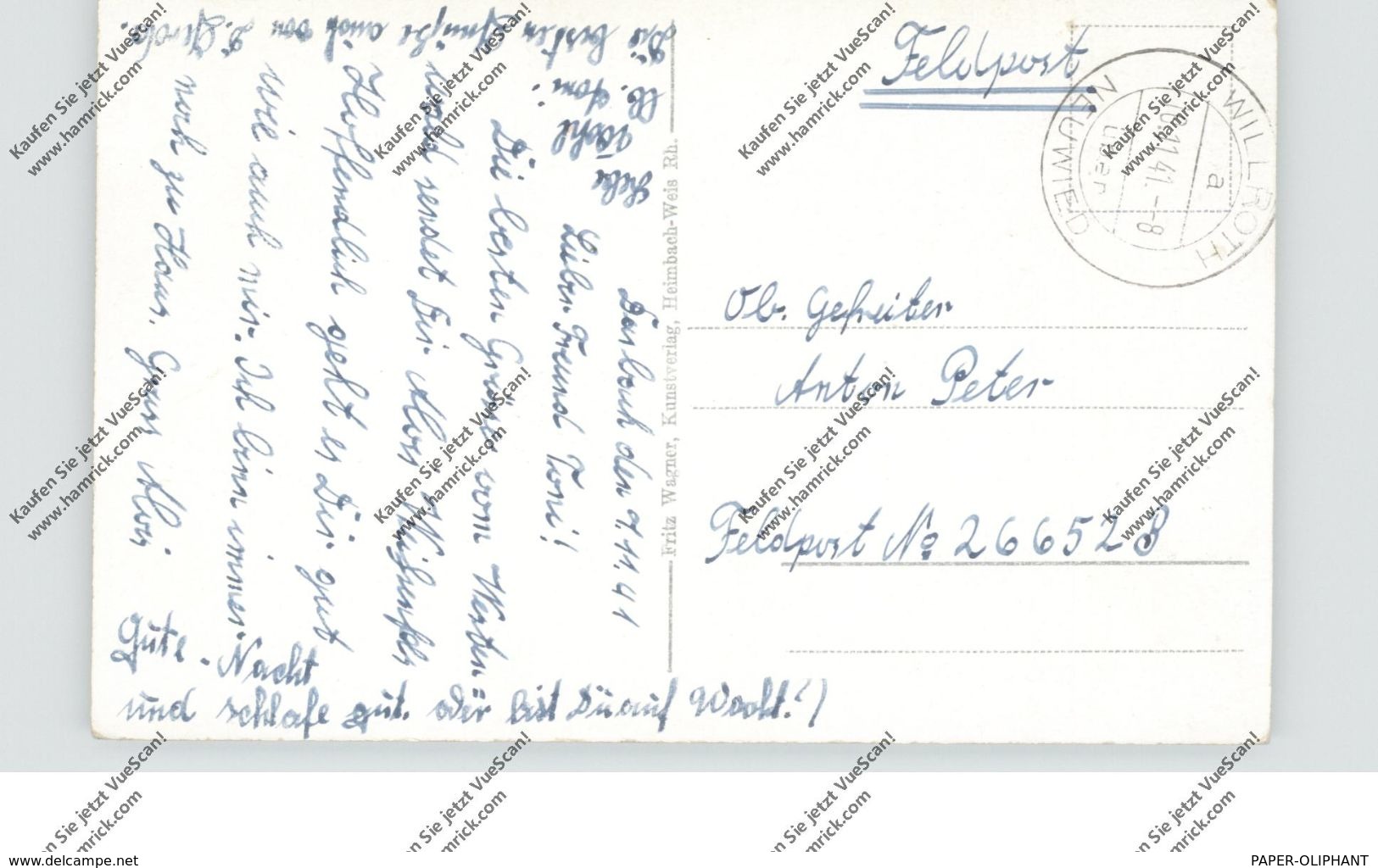 5230 ALTENKIRCHEN - WILLROTH, Postgeschichte, Tagesstempel 1941 An Feldpost Nr. 26652B - Altenkirchen