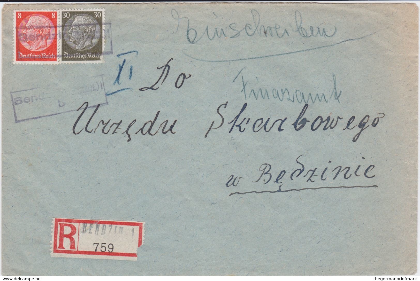 REDUZIERT Dt Besetzung 2 Weltkrieg Oberschlesien Polen Poland Div DR RBf Bendzin Ca 1939 - Besetzungen 1938-45