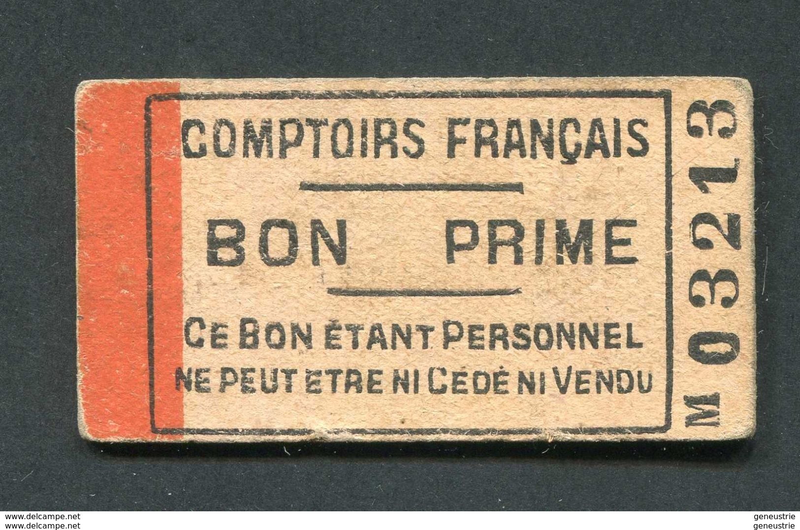 Monnaie Carton "Comptoirs Français - Bon Prime" Jeton Nécessité - Monetary / Of Necessity