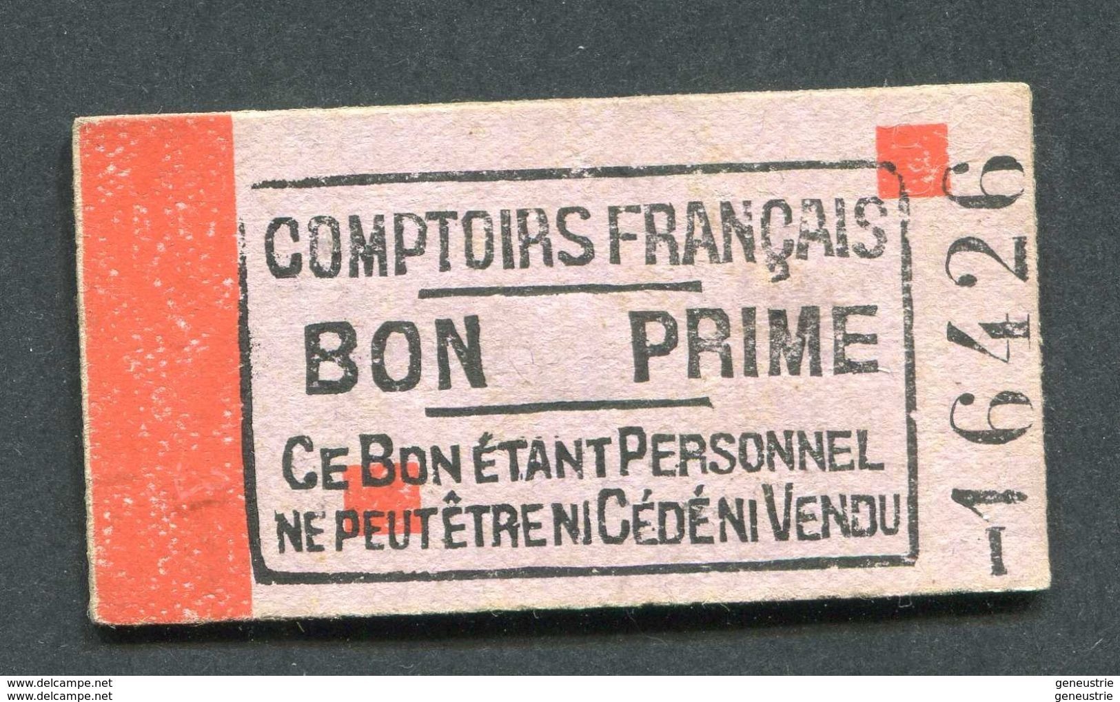 Monnaie Carton "Comptoirs Français - Bon Prime" Jeton Nécessité - Monetary / Of Necessity