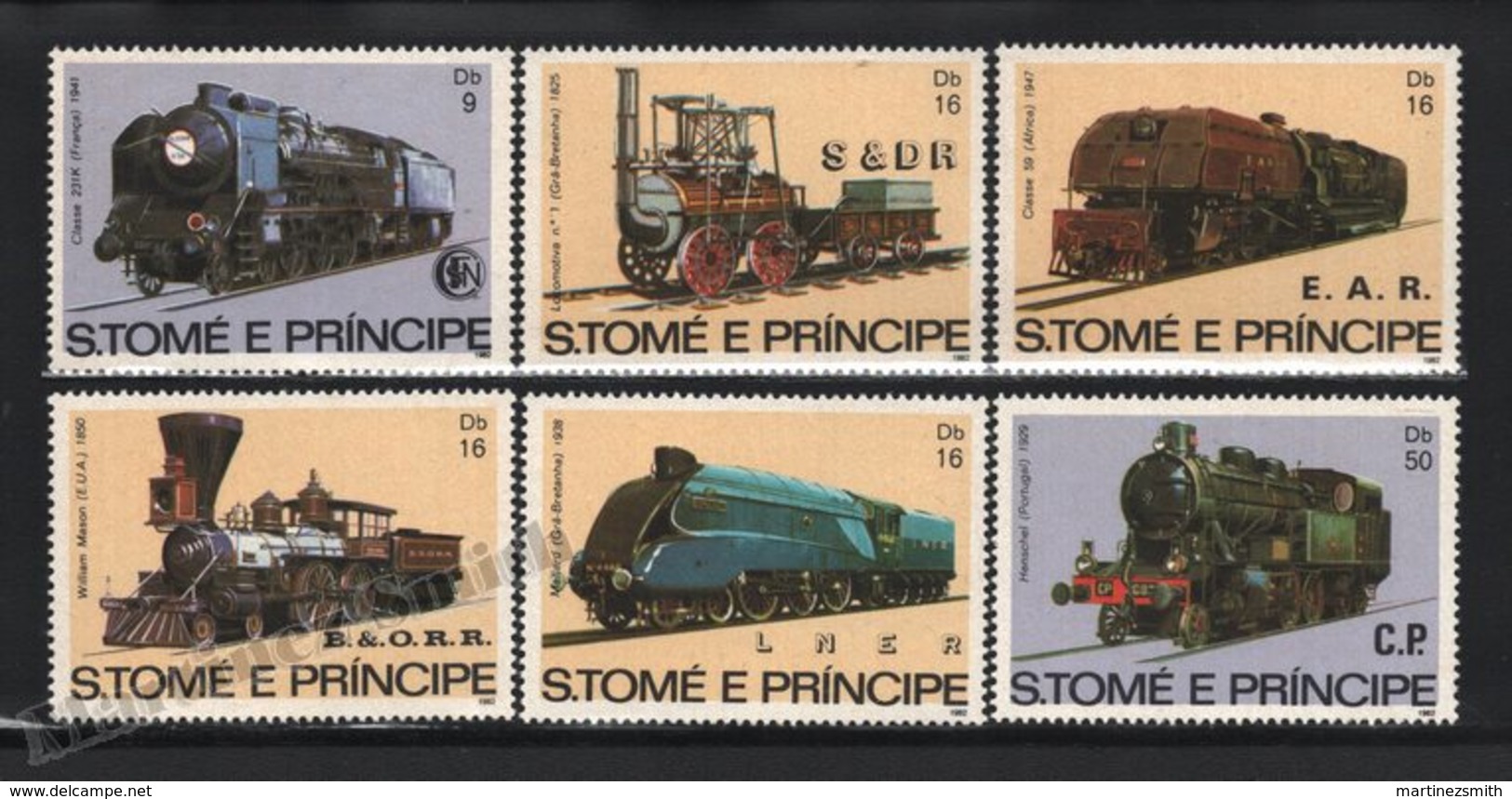 Sao Tome & Principe 1982 Yvert 721-26, Trains. Railway History, Steam Locomotives - MNH - Sao Tomé E Principe