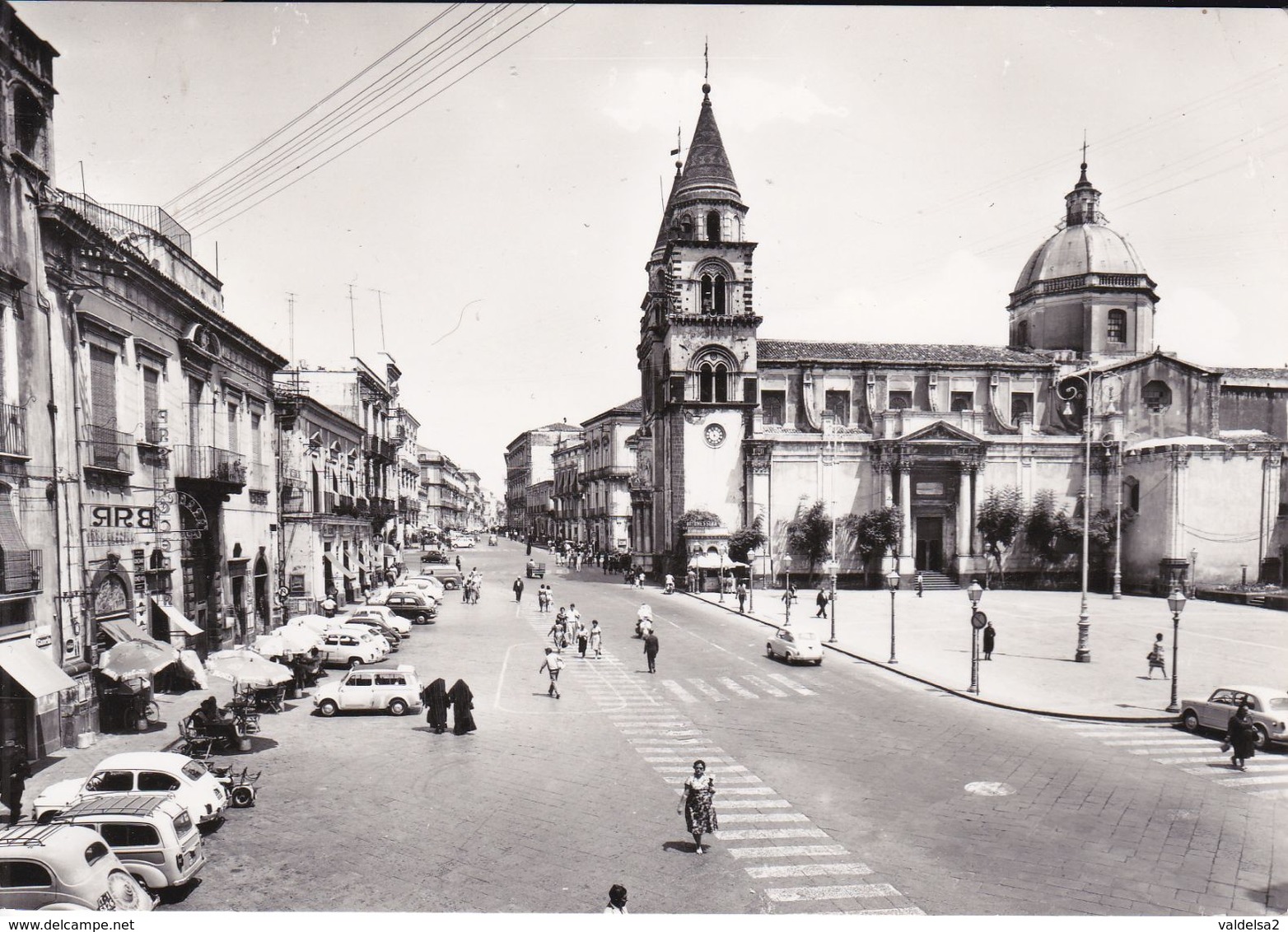 ACIREALE - CATANIA - PIAZZA DUOMO - BAR - AUTO D'EPOCA - BELLA ANIMAZIONE - 1962 - Acireale