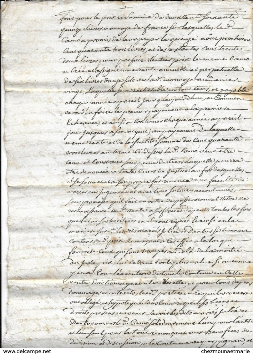 THUIR 1771 VENTE DE JOSEPH JULIA  ANNE DENTUS A FRANCOIS CAMO UNE TERRE JONCASSE PASSE CHEZ ME JOSEPH GRAFFAN - Documents Historiques