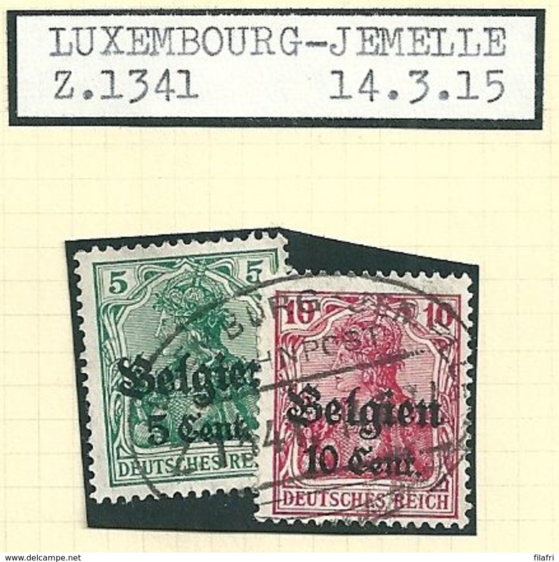 BZ/OC 12 + 14 Met Treinpoststempel ZUG 1341 LUXEMBURG - JEMELLE - 14.3.15 - Army: German