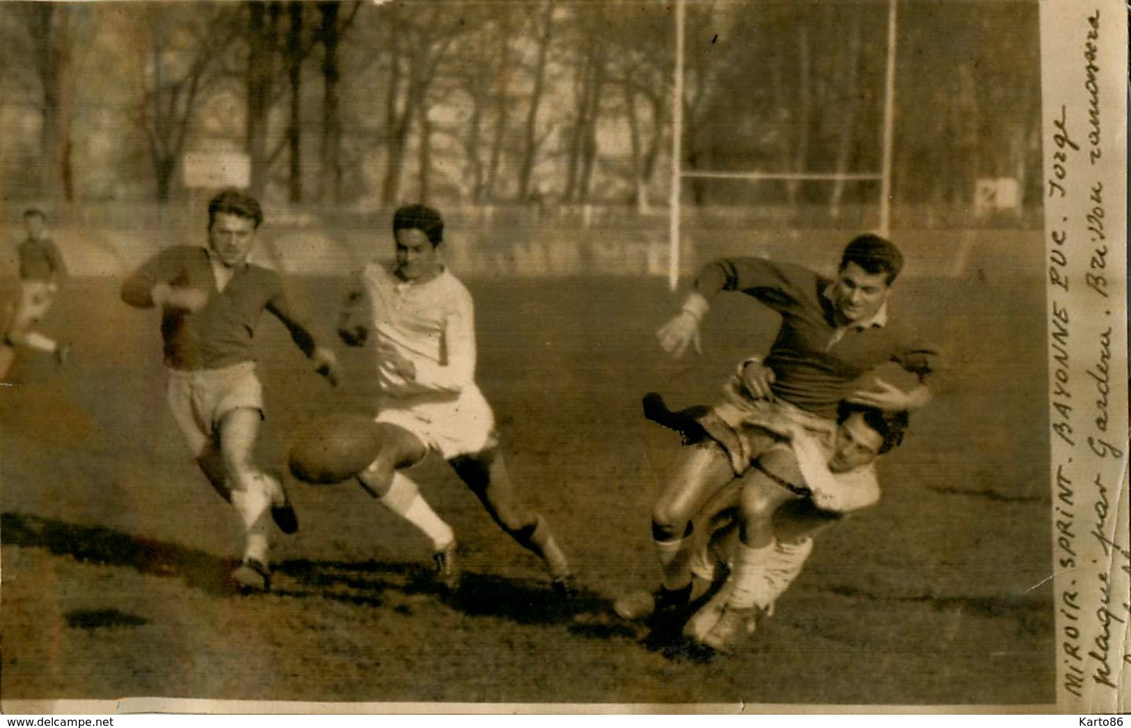 Rugby * Bayonne Puc * Photo Ancienne Miroir Sprint * Sport Match Jorge Plaqué Par Gardera - Rugby