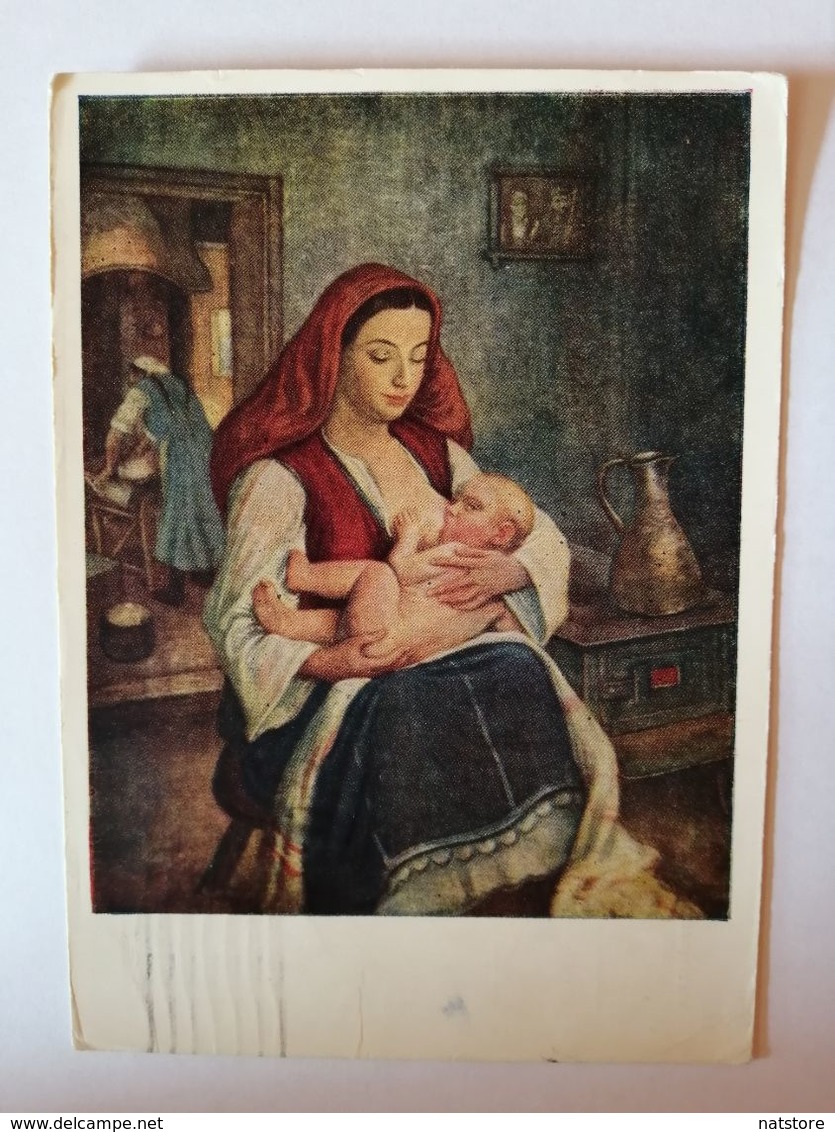 1959  USSR.. VINTAGE   POSTCARD. OF RADIO EXCHANGE. STOILOV " YOUNG MOTHER ".  VERY, VERY RARE! UNIQUE - Peintures & Tableaux