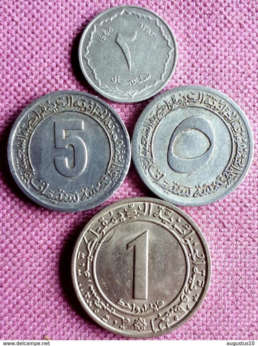 ALGERIJE / Lot Van 4 /2 CENT.s 1964+6 CENT.s 1970 En '74 +1 DINAR 1972 KM  104.2  Bijna UNC - Algerien