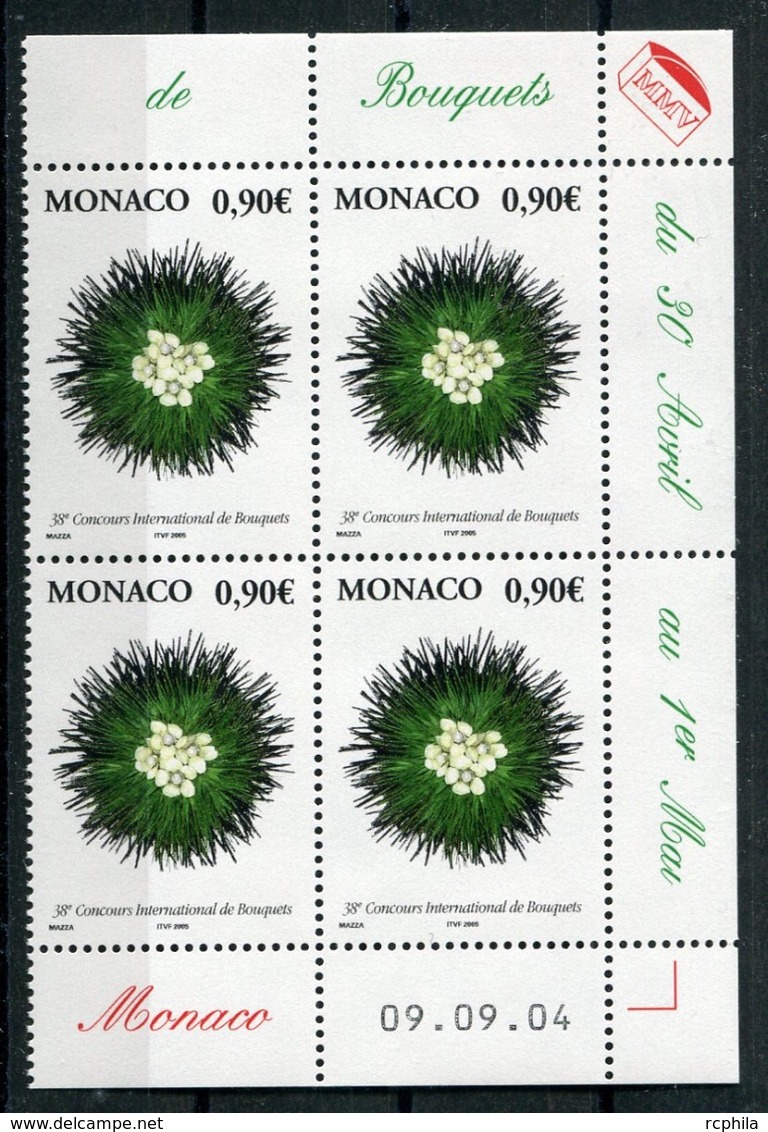 RC 18177 MONACO N° 2462 CONCOURS DE BOUQUETS BLOC DE 4 COIN DATÉ NEUF ** TB - Neufs