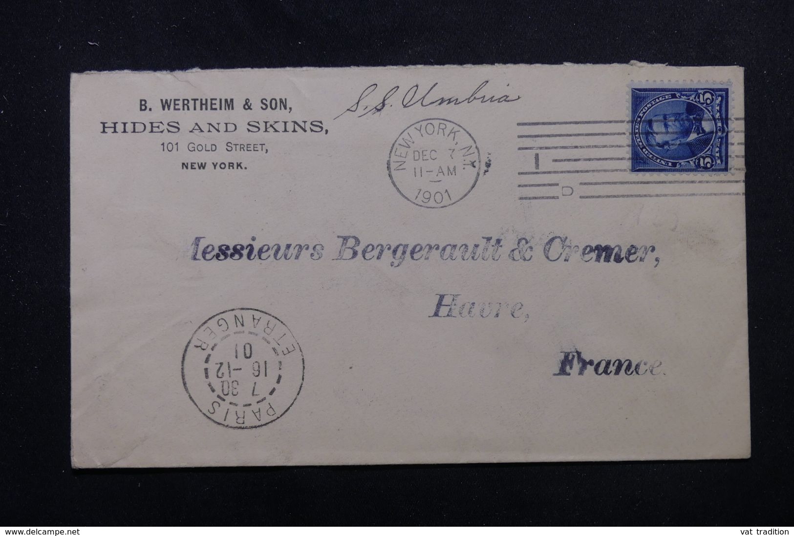 ETATS UNIS - Enveloppe Commerciale De New York Pour La France En 1901 - L 64311 - Marcofilia