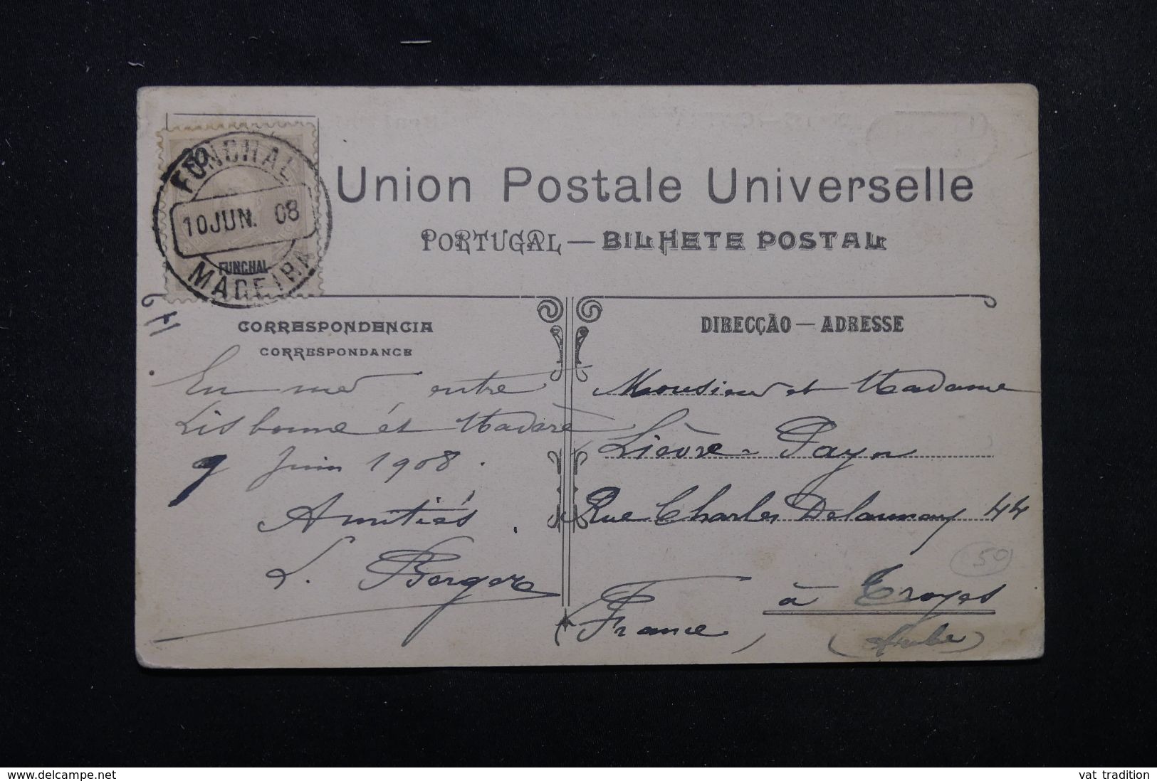 PORTUGAL / FUNCHAL - Affranchissement De Funchal Sur Carte Postale De Cintra En 1908 Pour La France - L 64313 - Funchal