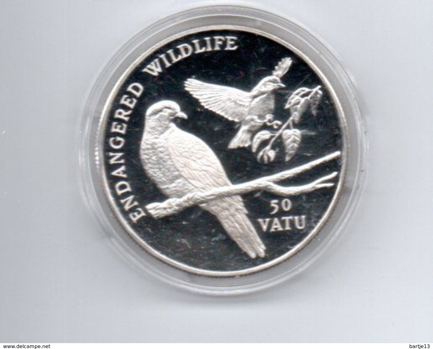 VANUATU 50 VATU 1992 ZILVER PROOF ENDANGERED WILDLIFE PIGEONS - Vanuatu