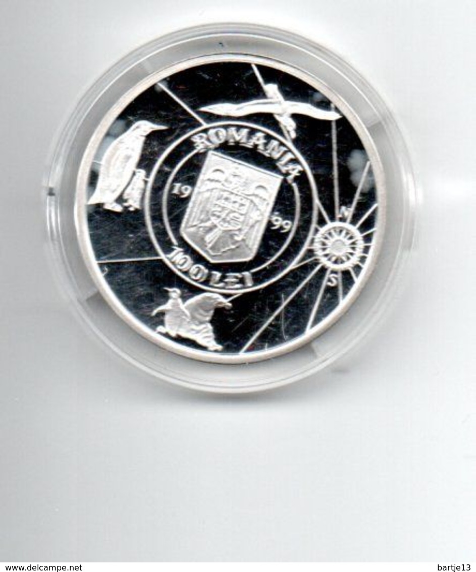 ROEMENIE 100 LEI 1999 ZILVER PROOF 100th BELGICA EXPEDITION - Roumanie