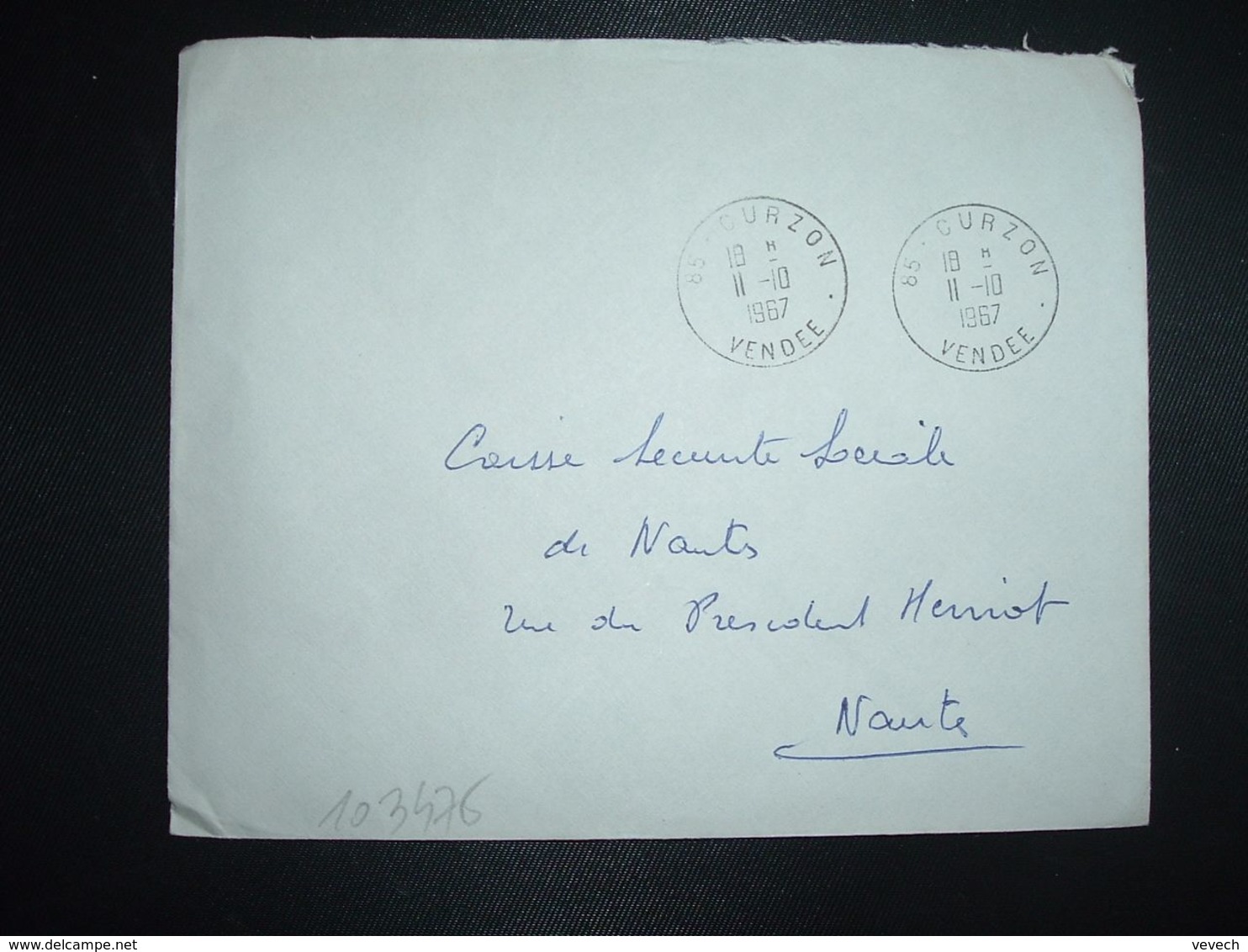 LETTRE OBL.11-10 1967 85 CURZON VENDEE - Manual Postmarks