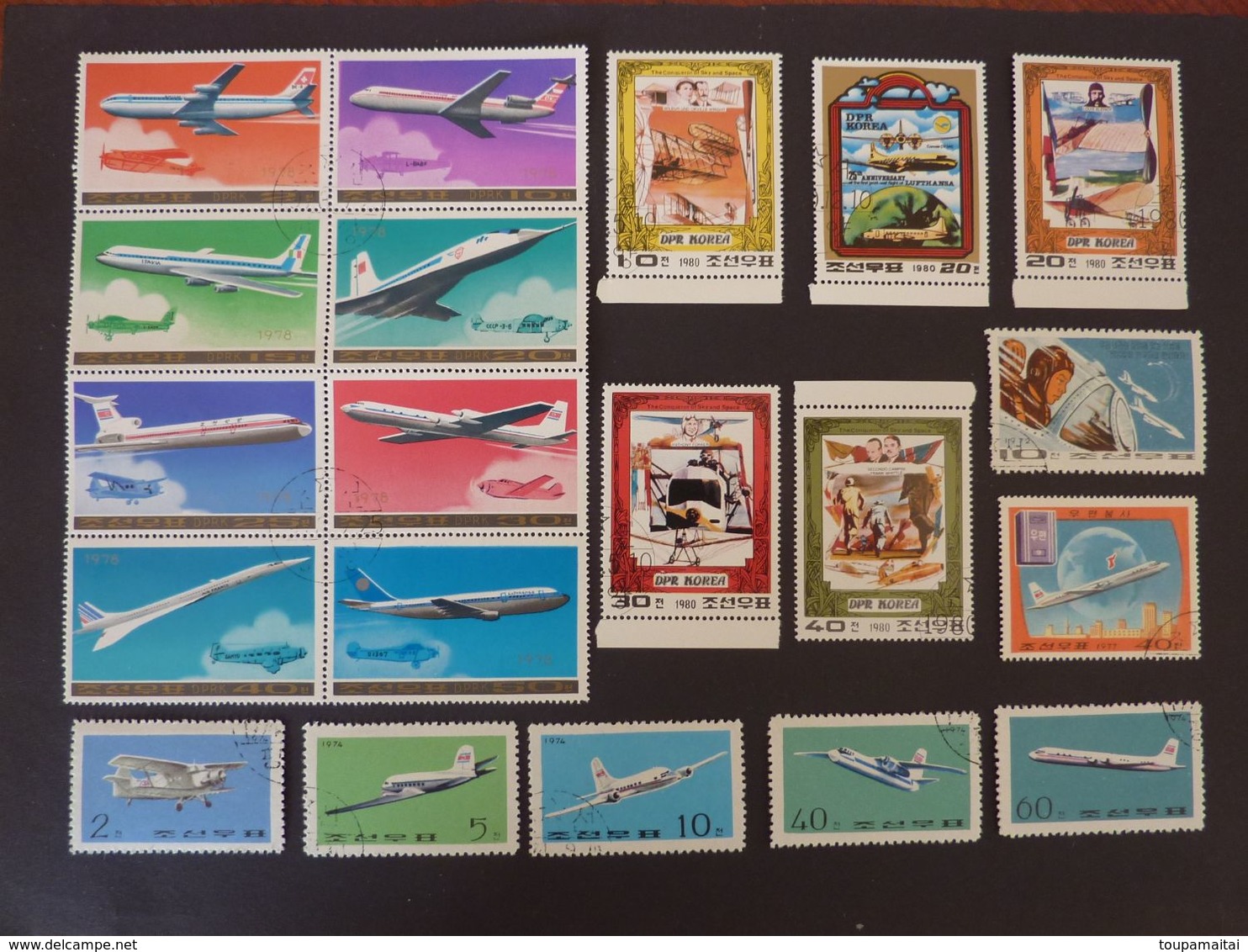 COREE Du NORD, Lot De 20 Timbres Oblitérés (avions) - Airplanes