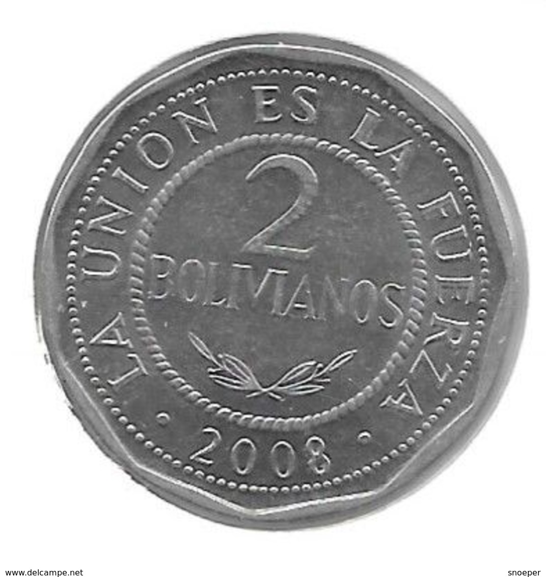 *bolivia 2 Bolivianos  2008 Km 206.2 Unc - Bolivie