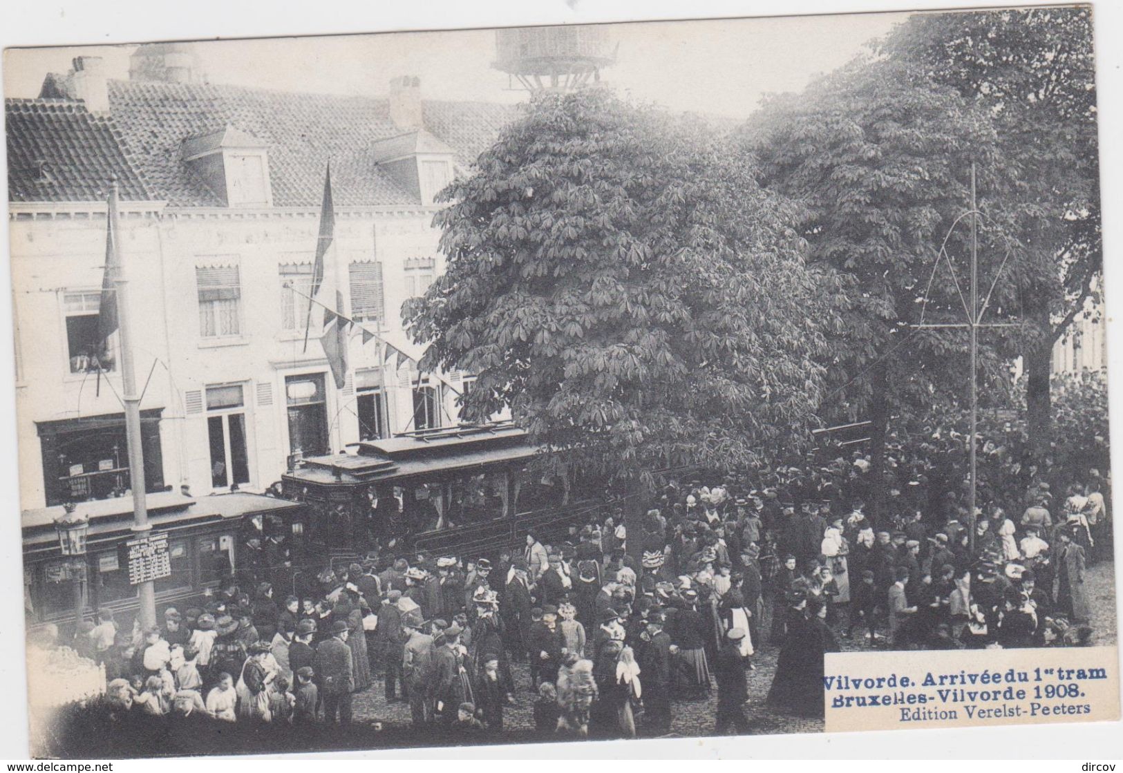 Vilvoorde - Aankomst Van 1 Ste Tram Brussel-Vilvoorde In 1908 (geanimeerde En Gelopen Prachtkaart Met Zegel) - Vilvoorde