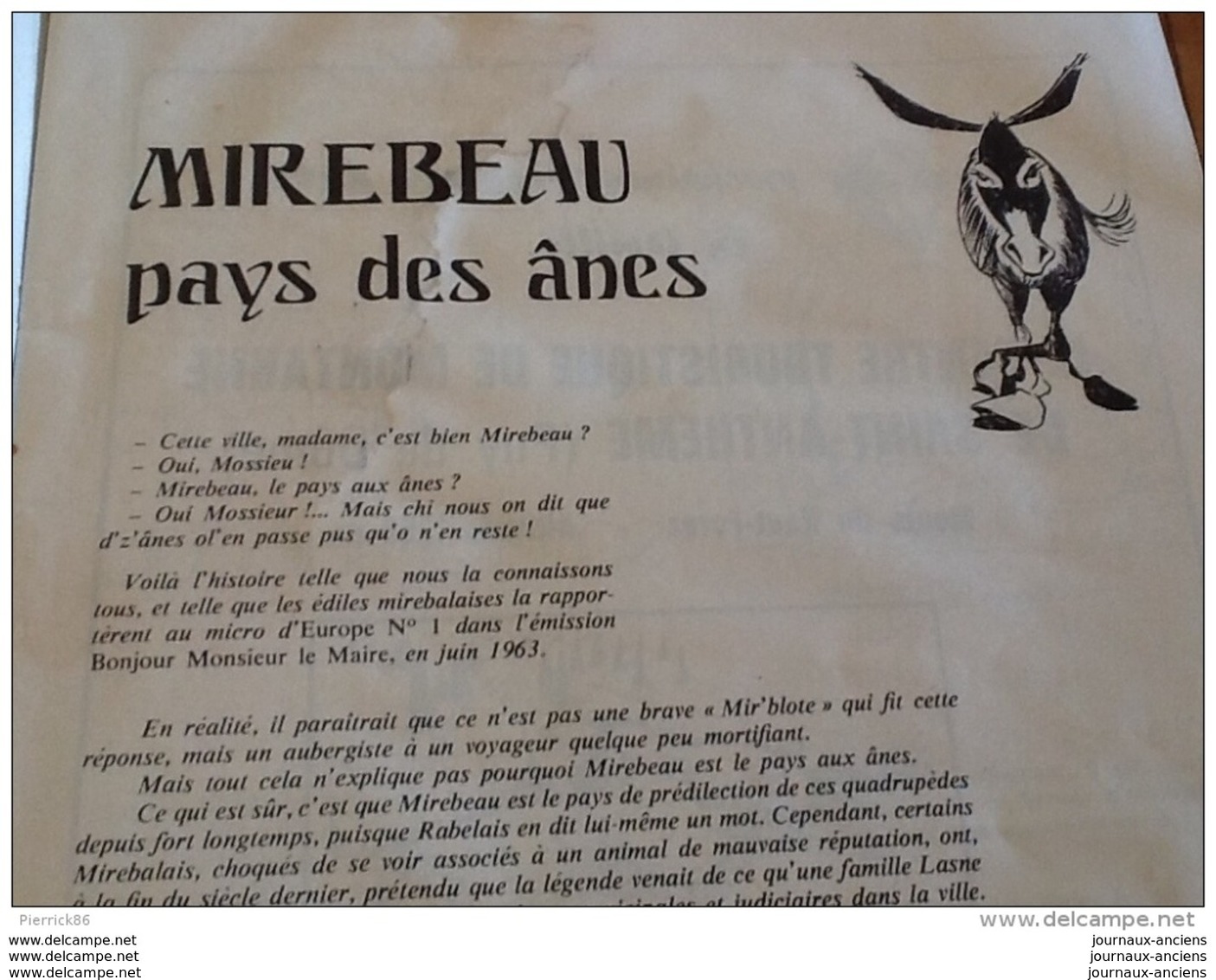1977 LE PICTON N° 3 - ÂNES DE MIREBEAU - TOMBE A L'ENFANT - ANGLES -  RENAUDOT - VIVONNE - LAIT BEURRE FROMAGE - Poitou-Charentes