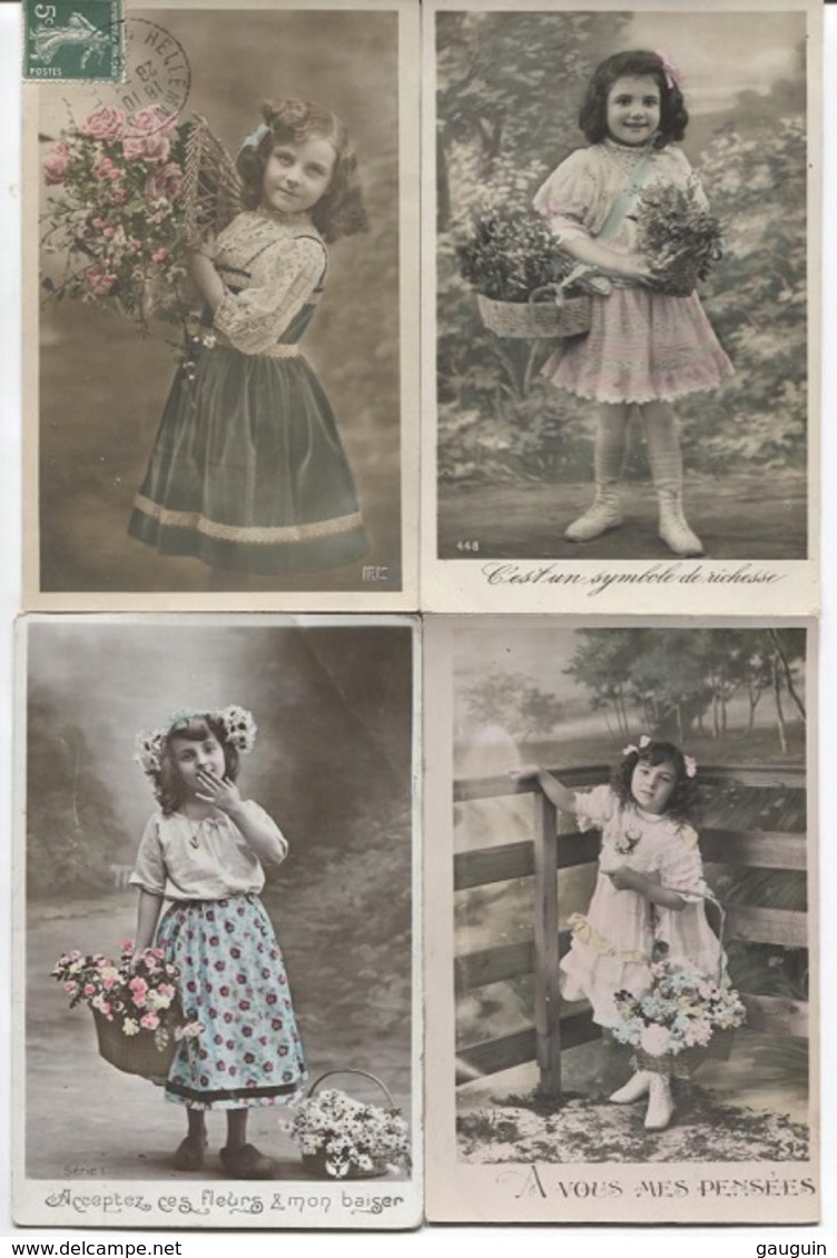 CPA - FANTAISIE - SCENE PORTRAIT De JEUNE FILLE Avec Bouquet De FLEURS - Lot De 4 Cartes - Editions Diverses - Ritratti