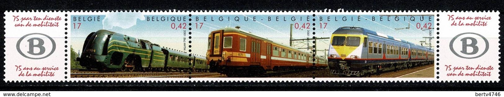 België/Belgique 2001  OBP/COB 2993/95** 75 Jaar NMBS / 75ème Anniversaire De La SNCB - Neufs