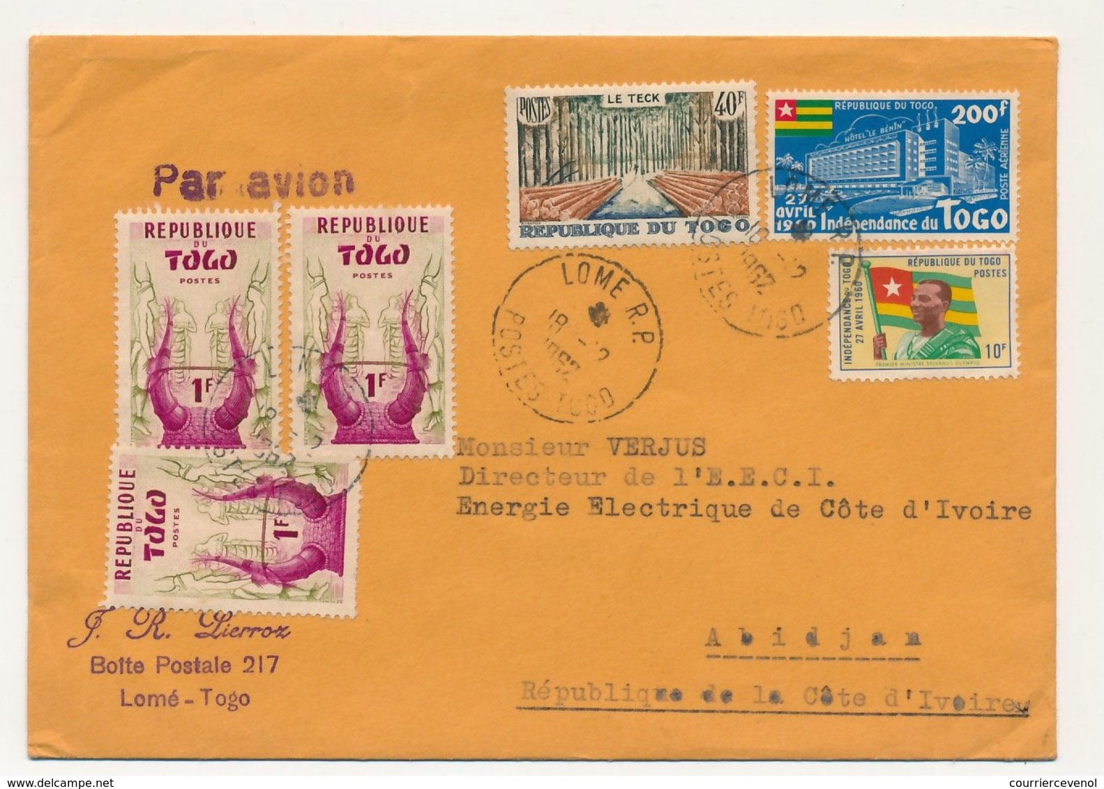 TOGO - Enveloppe Affranchissement Composé Depuis Lomé - 1962 - Togo (1960-...)