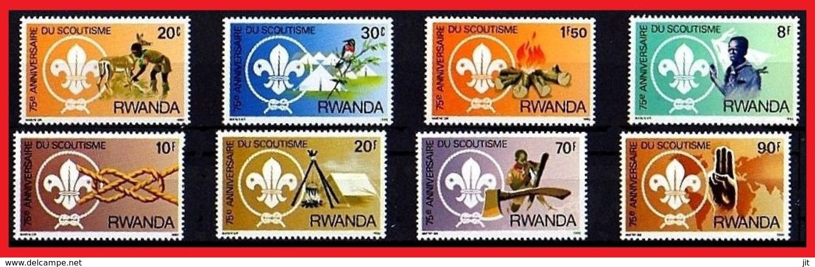 104.RWANDA 1983 SET/8 STAMP ON SCOUTS . MNH - Unused Stamps