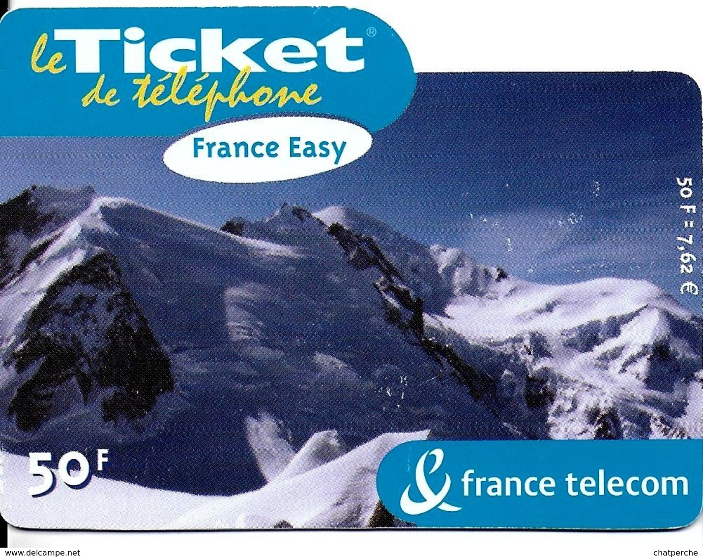 TICKET FRANCE TELECOM FRANCE EASY 50 F PAYSAGE MONTAGNES - Billetes FT