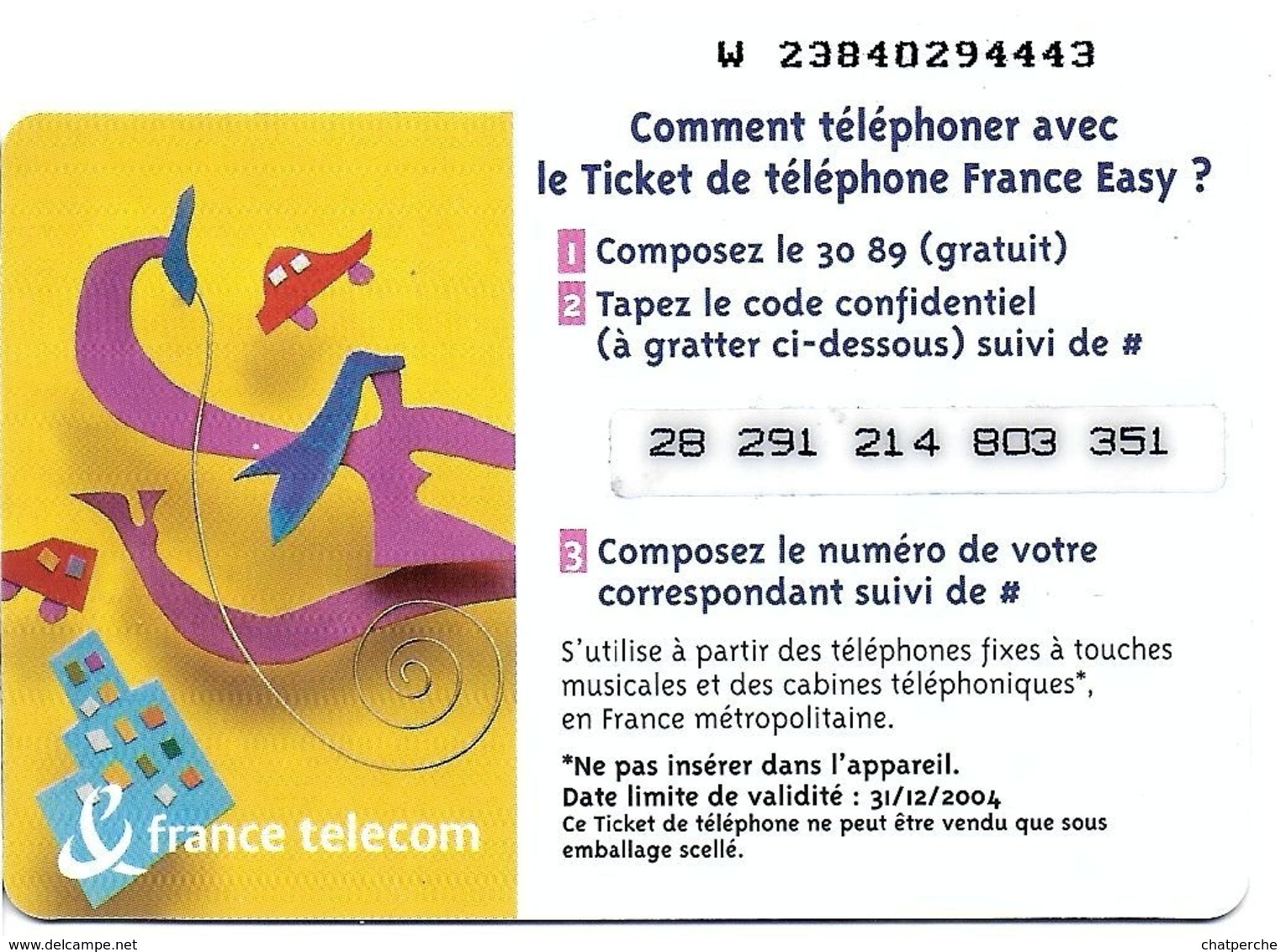 TICKET FRANCE TELECOM FRANCE EASY 7.5 €UROS - Billetes FT