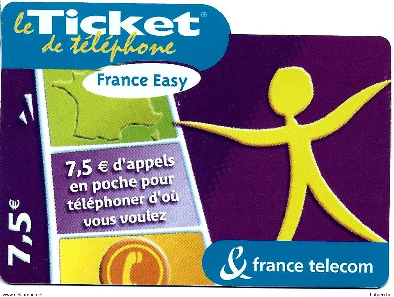 TICKET FRANCE TELECOM FRANCE EASY 7.5 €UROS - Biglietti FT